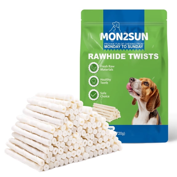 MON2SUN Rawhide Twist Sticks Small Dog Treats, 25.4 oz (120 Count),