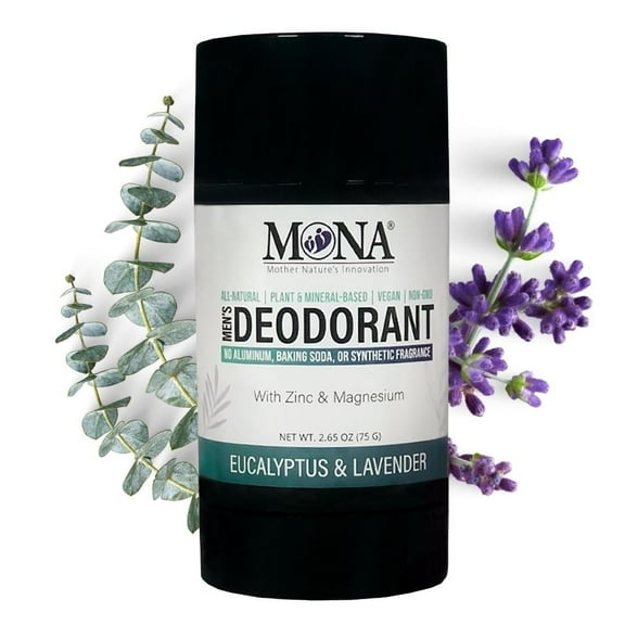 MONA All Natural Deodorant for Men with Magnesium, Eucalyptus & Lavender, 2.65 oz