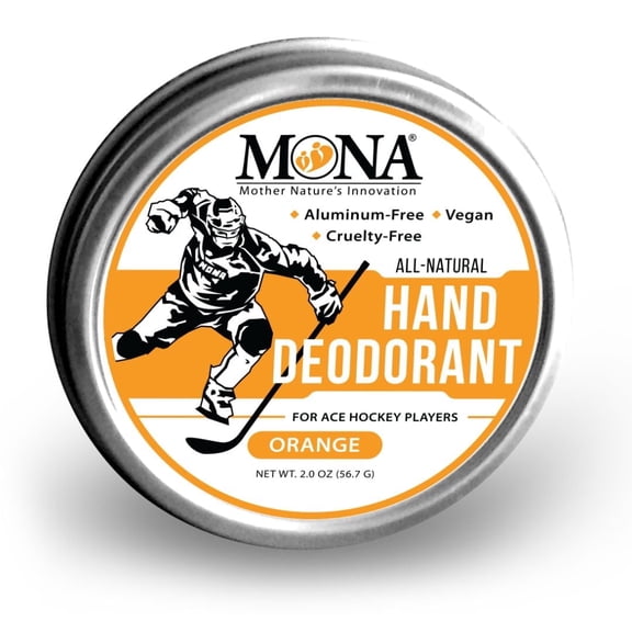 MONA Brands Natural Hand Deodorant for Hockey Players, Orange Scent, Aluminum-Free, Non-Greasy Balm, 2 oz