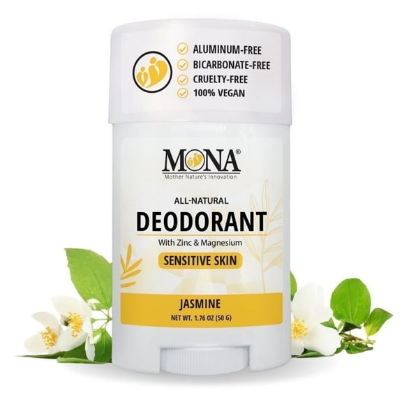 MONA All Natural Magnesium Deodorant For Women & Men | Jasmine | For Sensitive Skin | No Baking Soda or Aluminum | (1.76 Oz)