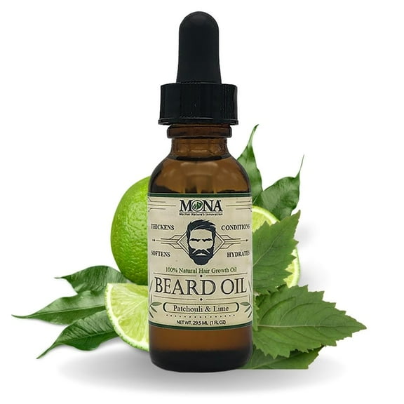 MONA BRANDS Beard Oil | Natural Hair Growth & Conditioner | Patchouli Lime | 1 fl oz