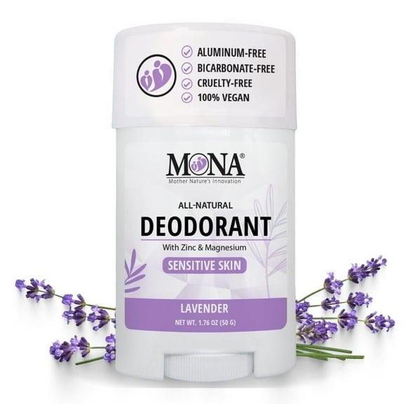 MONA Magnesium Natural Deodorant for Women & Men | Lavender | for Sensitive Skin | No Aluminum or Baking Soda | (1.76 oz)