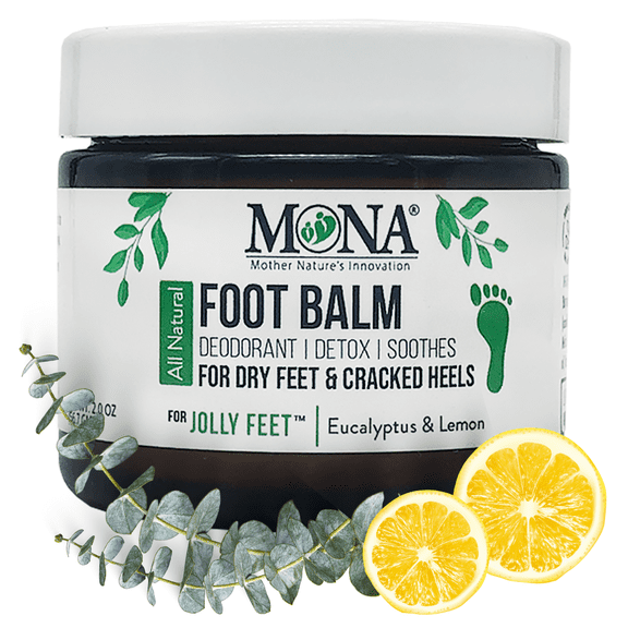 MONA Brands Deodorant Moisturizing Foot Cream for Cracked Heels with Shea Butter, Eucalyptus & Lemon, 2 oz