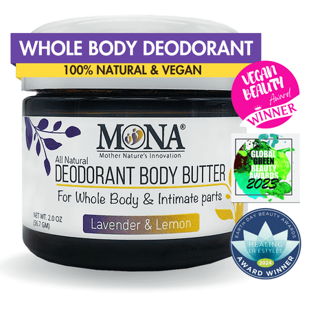 MONA Brands Natural Deodorant for Whole Body & Intimate Parts (Lavender & Lemon) | 2.0 oz