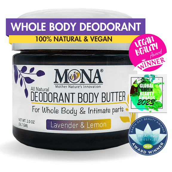 MONA Brands Natural Deodorant for Whole Body & Intimate Parts (Lavender & Lemon) | 2.0 oz