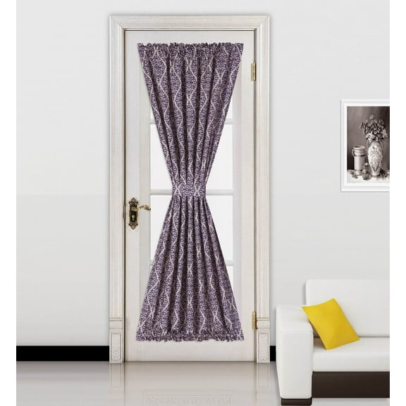 MONA PURPLE SILVER 1 Mix Color GEOMETRIC French Door Foam Backing Insulated Thermal Blackout Rod Pocket Curtain Panel 55"W x 72"L