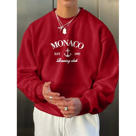 MONACO, Pullover Sweatshirt For Men, Cozy Stylish Sweatshirt Top, Hip Hop Streetwear, Autumn Winter Fashion, Amazing Gifts Ideas