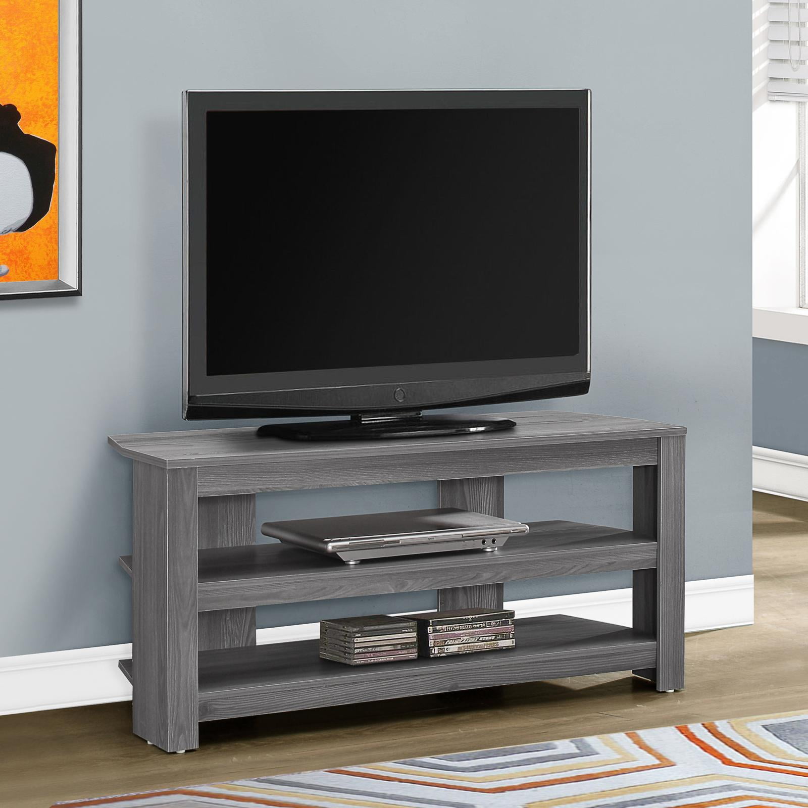 Gray Corner TV Stand with Open Shelves for 42" TVs