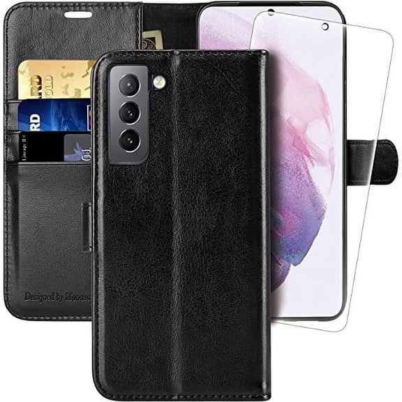 MONASAY Galaxy S21 5G Wallet Case, 6.2 inch,[Screen Protector Included][RFID Blocking] Flip Folio Leather Cell Phone Cover with Credit Card Holder for Samsung Galaxy S21 5G
