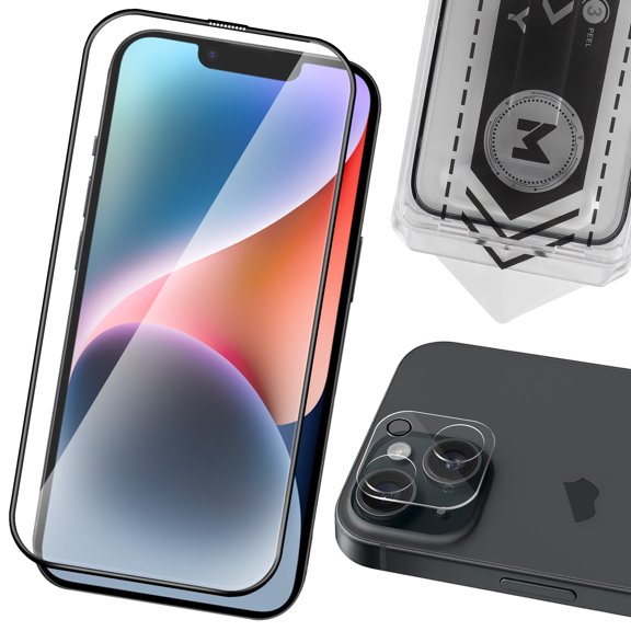 MONASAY Glass Screen Protector [1 Pack] Fit for iPhone 14 6.1 inch[Camera Lens Protector][Easy Installation]HD Matte Tempered Screen Film with Frame Full Coverage Case Friendly