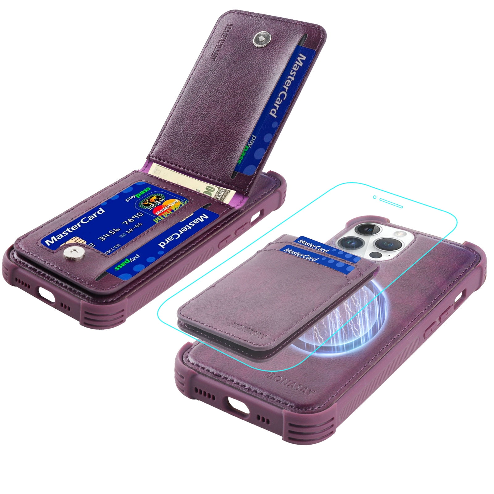 MONASAY Magwallet Case Fit for iPhone 14 Pro Max,[Support MagSafe