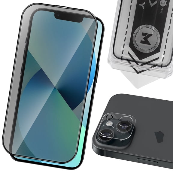MONASAY Privacy Glass Screen Protector [1 Pack] Fit for iPhone 13 6.1 inch[Camera Lens Protector][Easy Installation]Matte anti-peep tempered screen Film Case Friendly