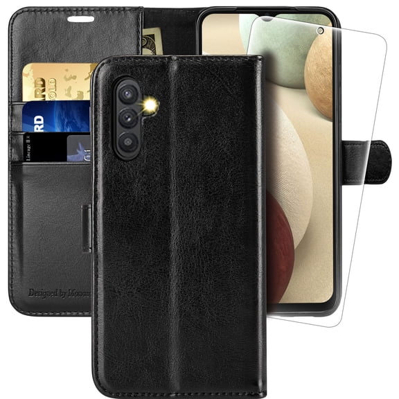 MONASAY Wallet Case Compatible for Galaxy A54 5G, [Included Glass Screen Protector][RFID Blocking]Flip Folio Leather Cell Phone Cover with Credit Card Holder
