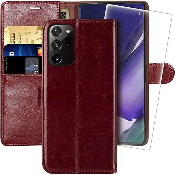 MONASAY Wallet Case Compatible for Galaxy Note 20 Ultra 5G, 6.9 inch, [Included Screen Protector][RFID Blocking]Flip Folio Leather Cell Phone Cover with Credit Card Holder