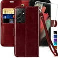 thumbnail image 1 of MONASAY Wallet Case Compatible for Galaxy S21 Ultra 5G, 6.8 inch, [Screen Protector Included][RFID Blocking] Flip Folio Leather Cell Phone Cover with Credit Card Holder, 1 of 5