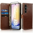 thumbnail image 1 of MONASAY Wallet Case Compatible for Samsung Galaxy A25 5G, [Included Glass Screen Protector][RFID Blocking]Flip Folio Leather Cell Phone Cover with Credit Card Holder, Brown, 1 of 1