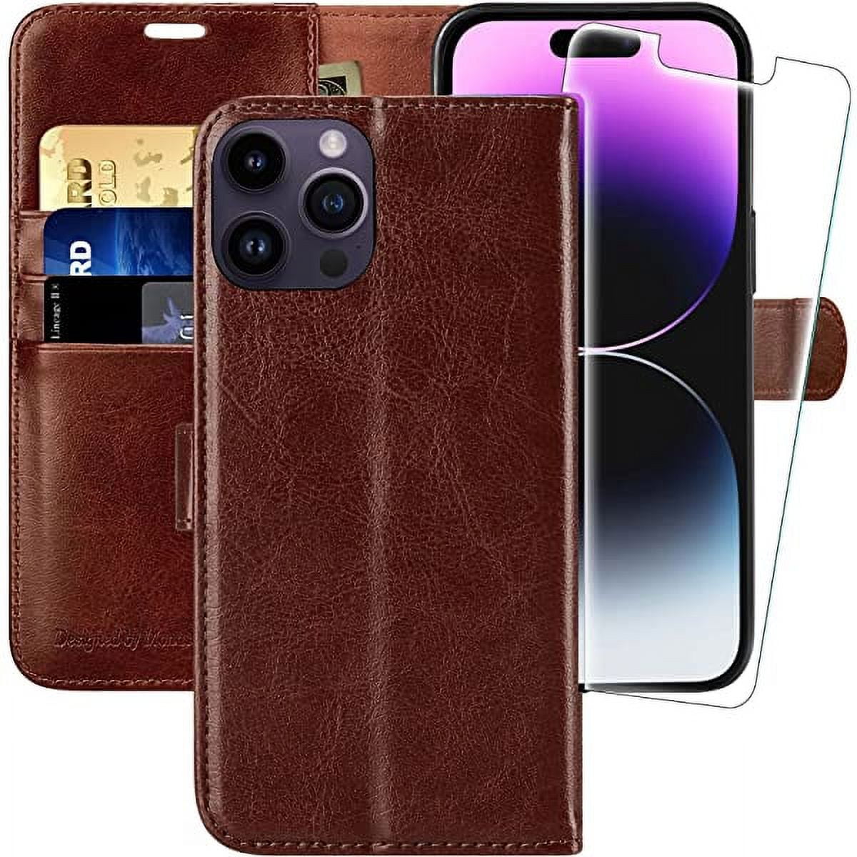 HAONANDE Magnetica Cover Per iPhone 14 PRO, Custodia Pelle PU Flip Compatibile con MagSafe, slot per carte, blocco RFID, Pportafoglio Protettiva Antiurto Trasparente Case Viola