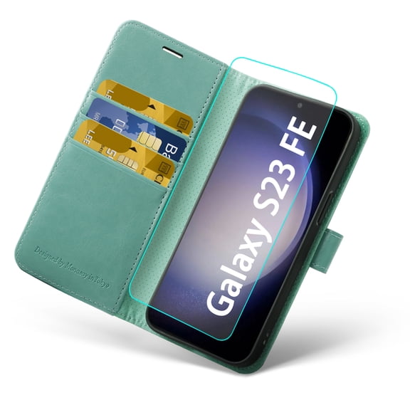 MONASAY Wallet Case Compatible with Galaxy S23 FE 6.4 inch 5G,[RFID Blocking] Flip Folio Leather Cell Phone Cover with Credit Card Holder