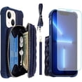thumbnail image 1 of MONASAY Zipper Wallet Case Fit for Apple iPhone 13,[Glass Screen Protector ][RFID Blocking]Flip Leather Handbag Phone Cover with Card Holder&Detachable Crossbody Shoulder Lanyard Strap, 1 of 1