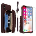 thumbnail image 1 of MONASAY Zipper Wallet Case Fit for Apple iPhone X/XS,[Glass Screen Protector ][RFID Blocking]Flip Leather Handbag Phone Cover with Card Holder&Detachable Crossbody Shoulder Lanyard Strap, 1 of 1