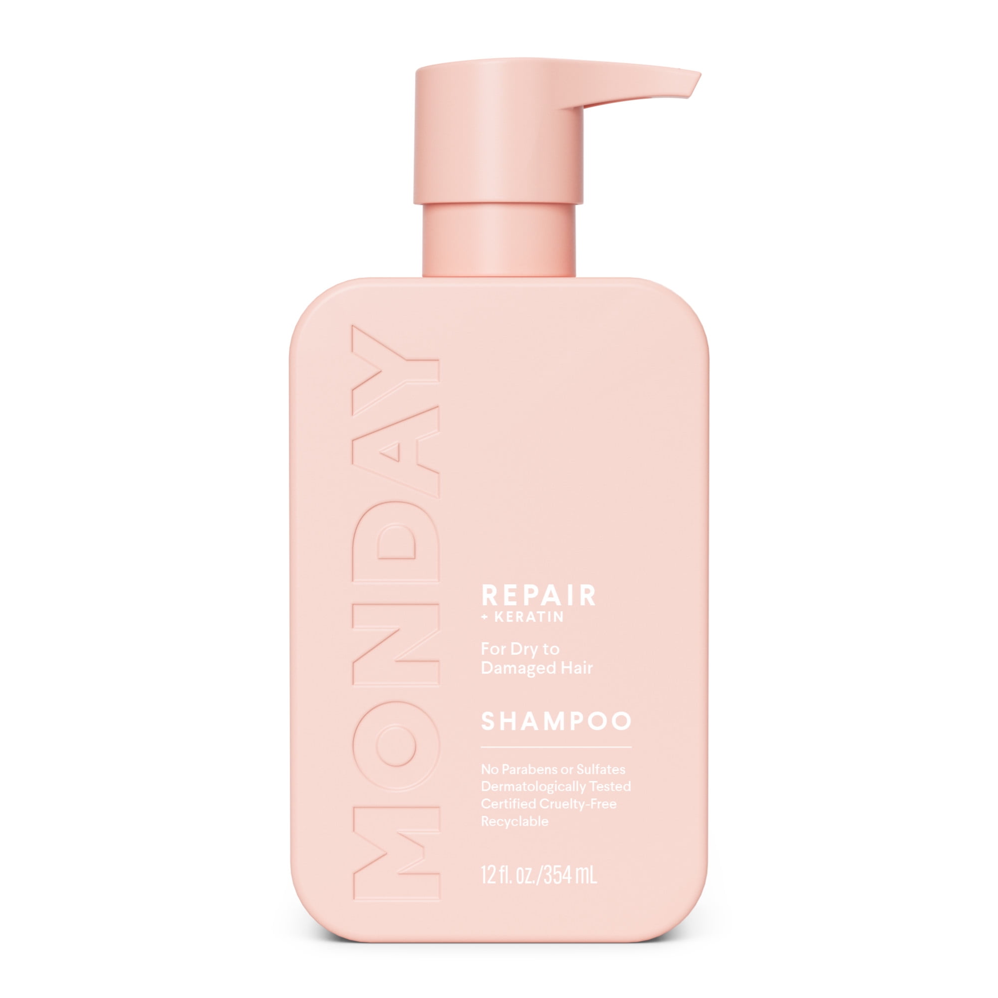 MONDAY Haircare REPAIR Shampoo Nourishes Dry Damaged Hair, Keratin, Coconut Oil, 12 fl oz