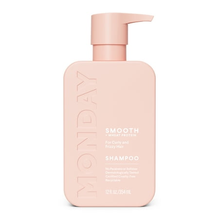 MONDAY Haircare SMOOTH Shampoo Softens Curly Wavy Hair, Wheat Protein, Avocado Oil, 12 fl oz