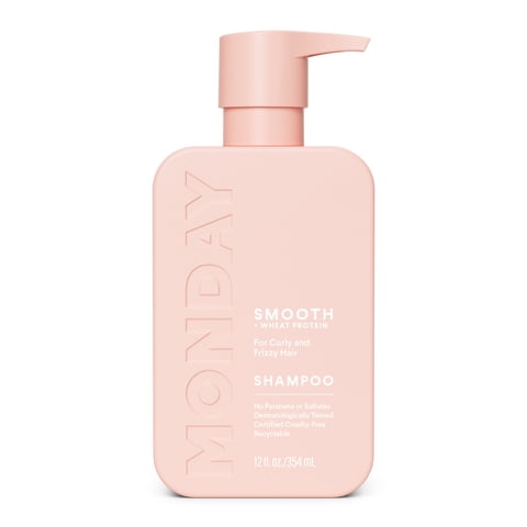 MONDAY Haircare SMOOTH Shampoo Softens Curly Wavy Hair, Wheat Protein, Avocado Oil, 12 fl oz