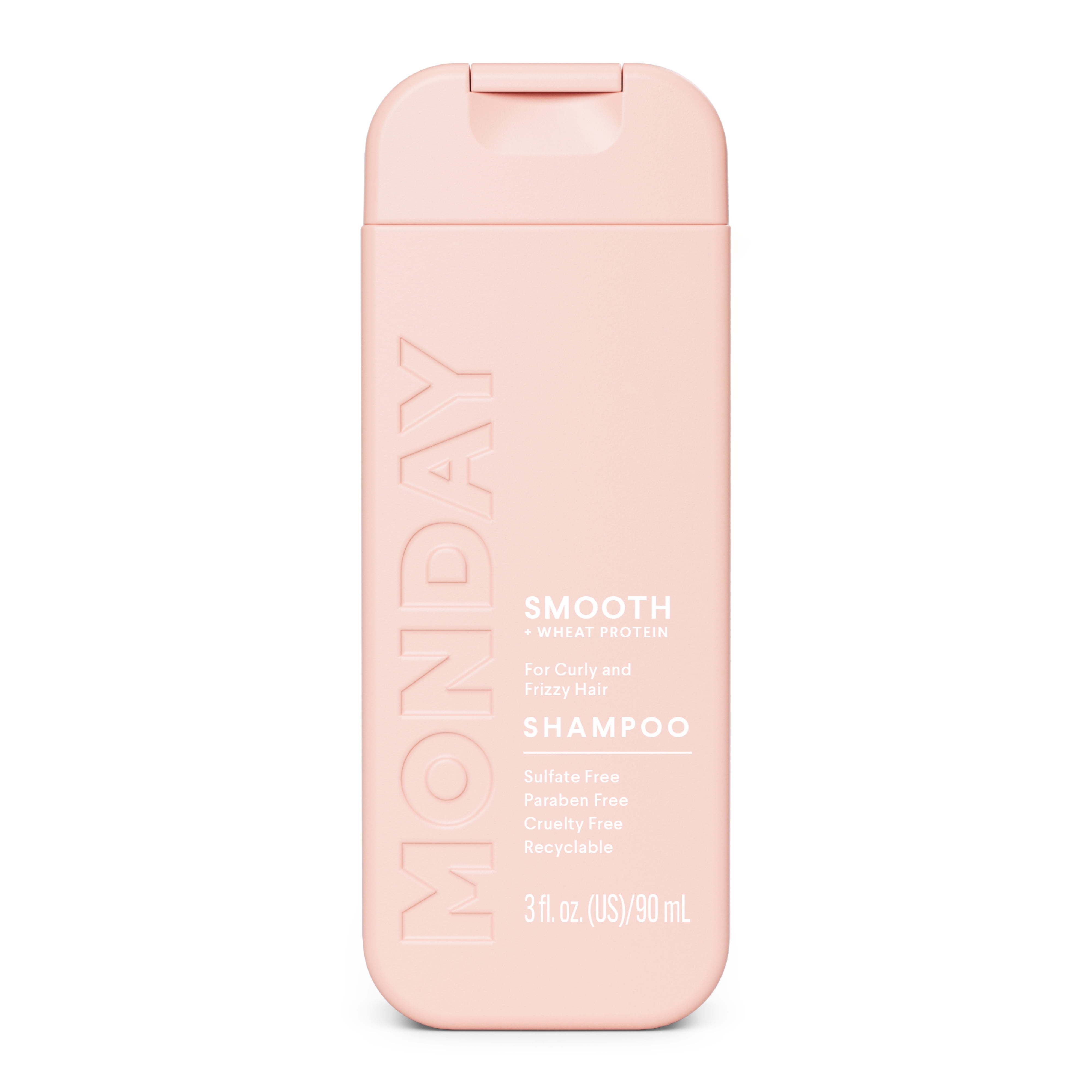 MONDAY Haircare SMOOTH Shampoo Smooths Softens Curly Wavy Hair, Wheat Protein, Avocado Oil, 3 fl oz