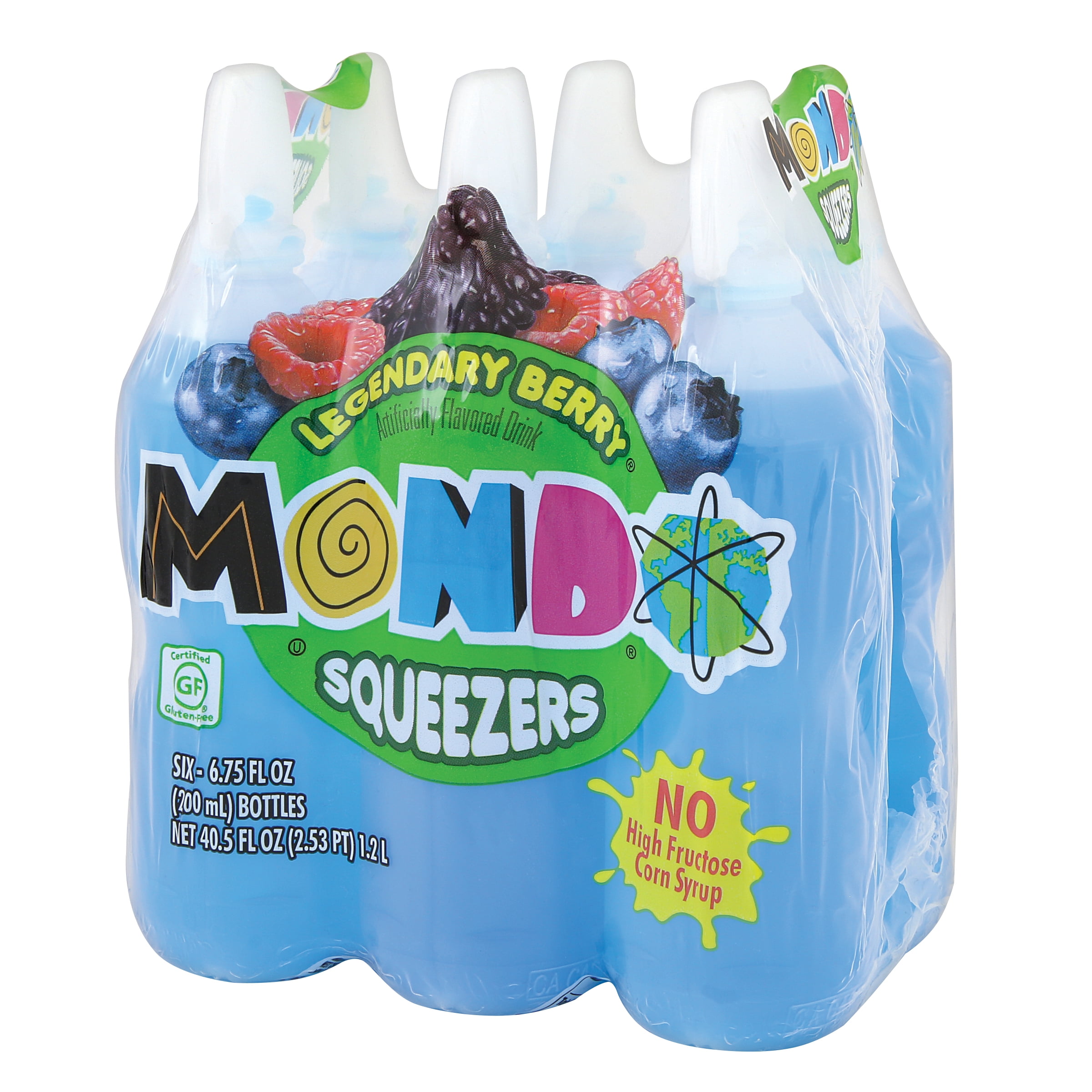 MONDO Fruit Squeezers, Legendary Berry, 6.75 Fl Oz, 6 Count