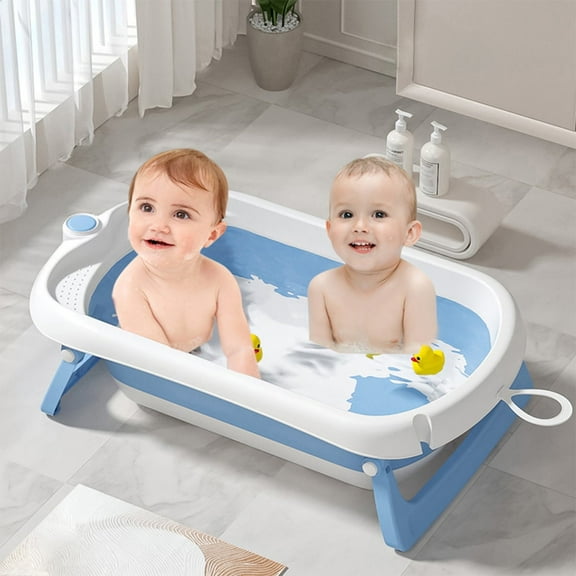 Liyufly 31.5in Folding Baby Bath Tub, Home Travel Portable Foldable Baby Bathtub for Infant,Newborn,Toddler, Blue