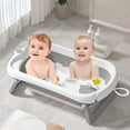 thumbnail image 1 of Liyufly 31.5in Folding Baby Bath Tub, Home Travel Portable Foldable Baby Bathtub for Infant,Newborn,Toddler, Gray, 1 of 8