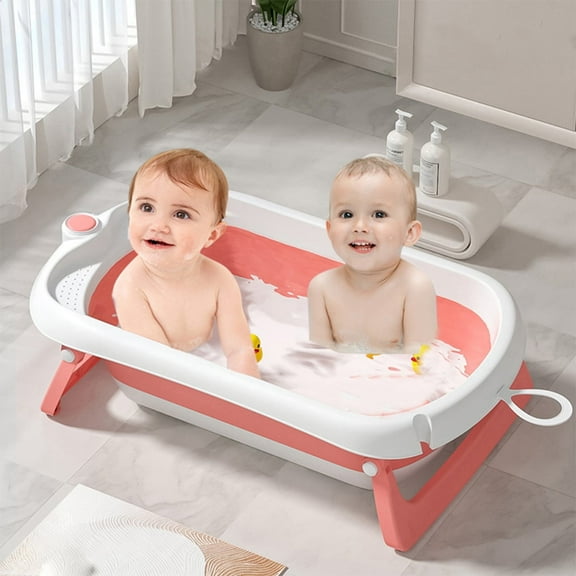 Liyufly 31.5in Folding Baby Bath Tub, Home Travel Portable Foldable Baby Bathtub for Infant,Newborn,Toddler, Red