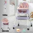 thumbnail image 1 of Liyufly 4-in-1 Baby High Chair Portable Toddler Baby Dining Chairs Eat & Play Convertible High Chair with Five-Point Snap Button, Dinner Plate and Toy Rack, Purple, 1 of 9