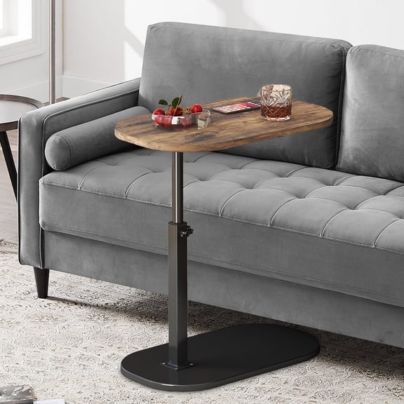 Liyufly C-Shaped End Table, 360° Rotating Adjustable Height Couch Side Tables for Sofa/Bed/Bathtub