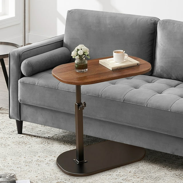 MONEHANE C-Shaped End Table, 360° Rotating Adjustable Height Couch Side Tables for Sofa/Bed/Bathtub