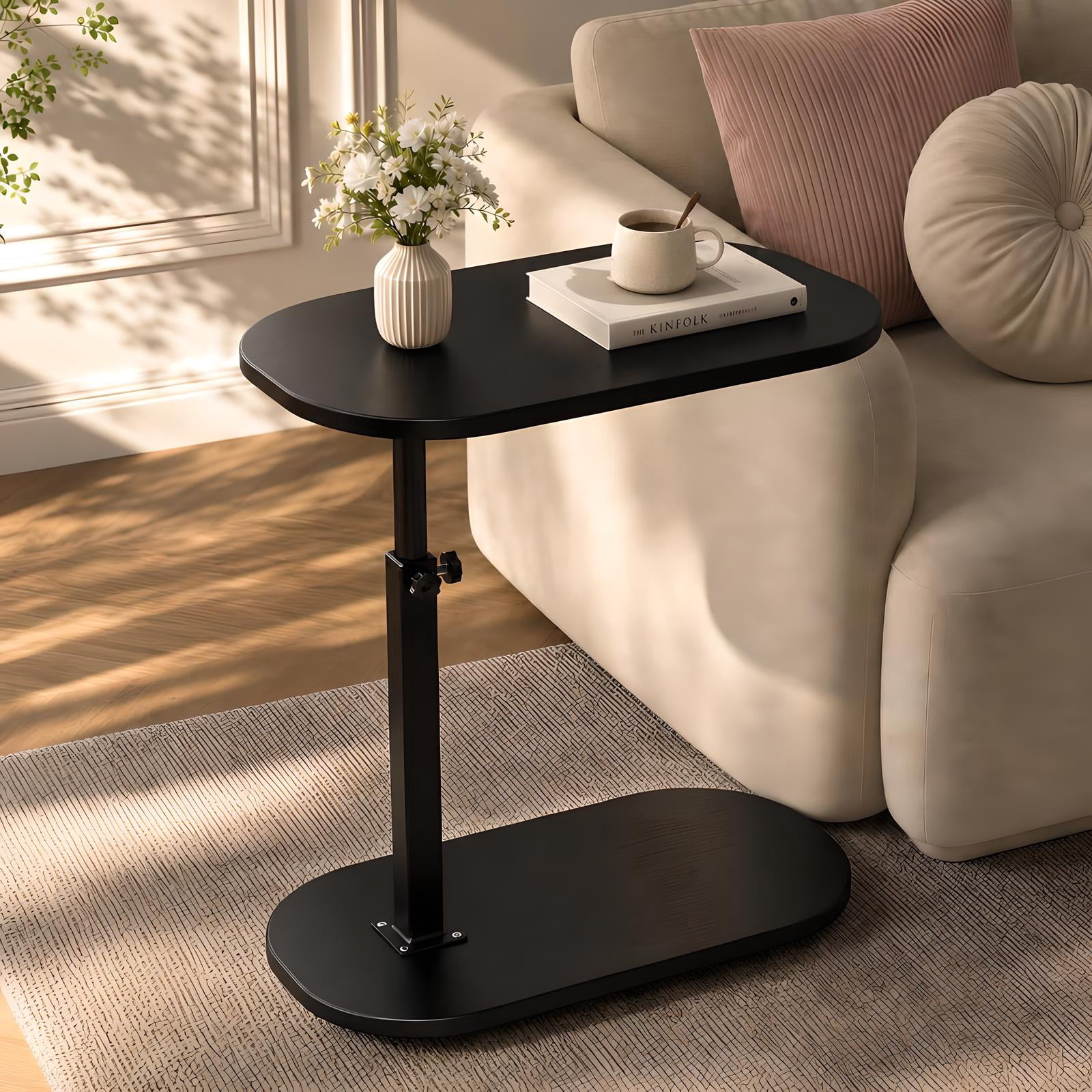 Liyufly C-Shaped End Table, 360° Rotating Adjustable Height Couch Side ...