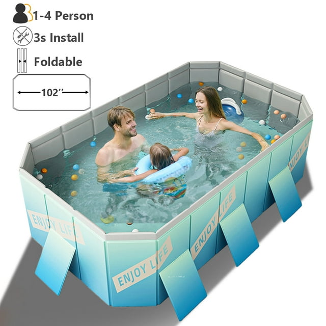 MONEHANE Foldable Above Ground Swimming Pools for Kids Adults, Non