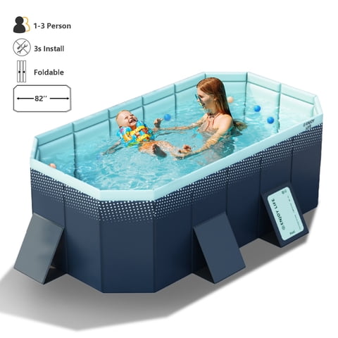 Liyufly Foldable Swimming Pool, Indoor Outdoor Above Ground Pools,Non-Inflatable Extra Large Family Pools for Kids and Adults (82"x55"x21")