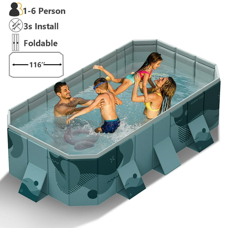 MONEHANE Foldable Swimming Pool, Non-Inflatable Durable PVC, Leak