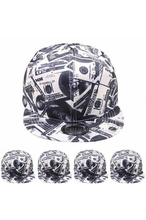 MONEY DOLLAR BILLS $ Snapback Baseball Cap Hat Adult Large Brim Ships in BOX! - New with box/tags