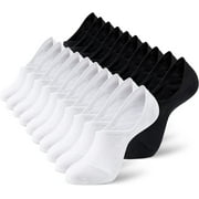MONFOOT Women's and Men's 10-Pairs Breathable No-Show Non-slip Socks White Black