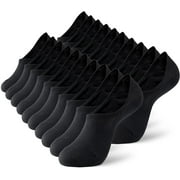 MONFOOT Women's and Men's 10-Pairs Breathable No-Show Non-slip Socks Small Black (10 Pairs)