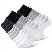 MONFOOT Women's and Men's 10-Pairs No-Show Non-slip Socks White Grey Black Pack