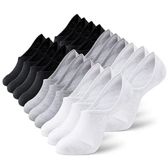 MONFOOT Women's and Men's 10-Pairs No-Show Non-slip Socks White Grey Black Pack