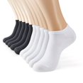 thumbnail image 1 of MONFOOT Women's and Men's Breathable Low-cut Ankle White Black Socks 10-Pairs, 1 of 6