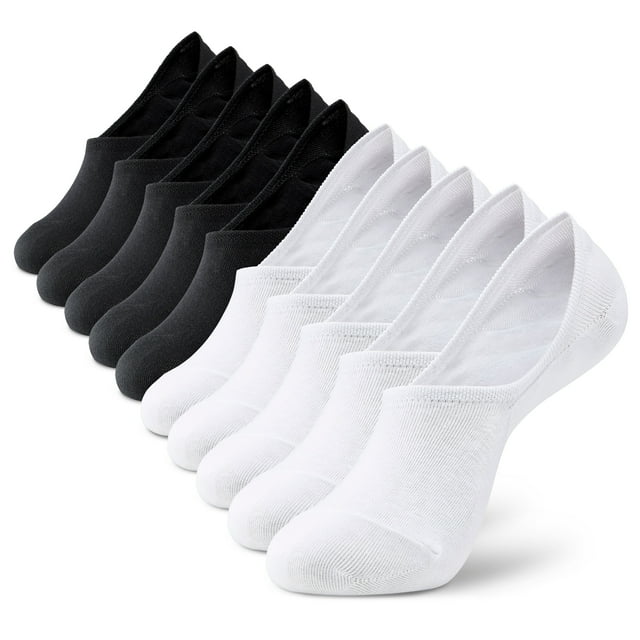 MONFOOT Women's and Men's Breathable NoShow Nonslip White Black Socks