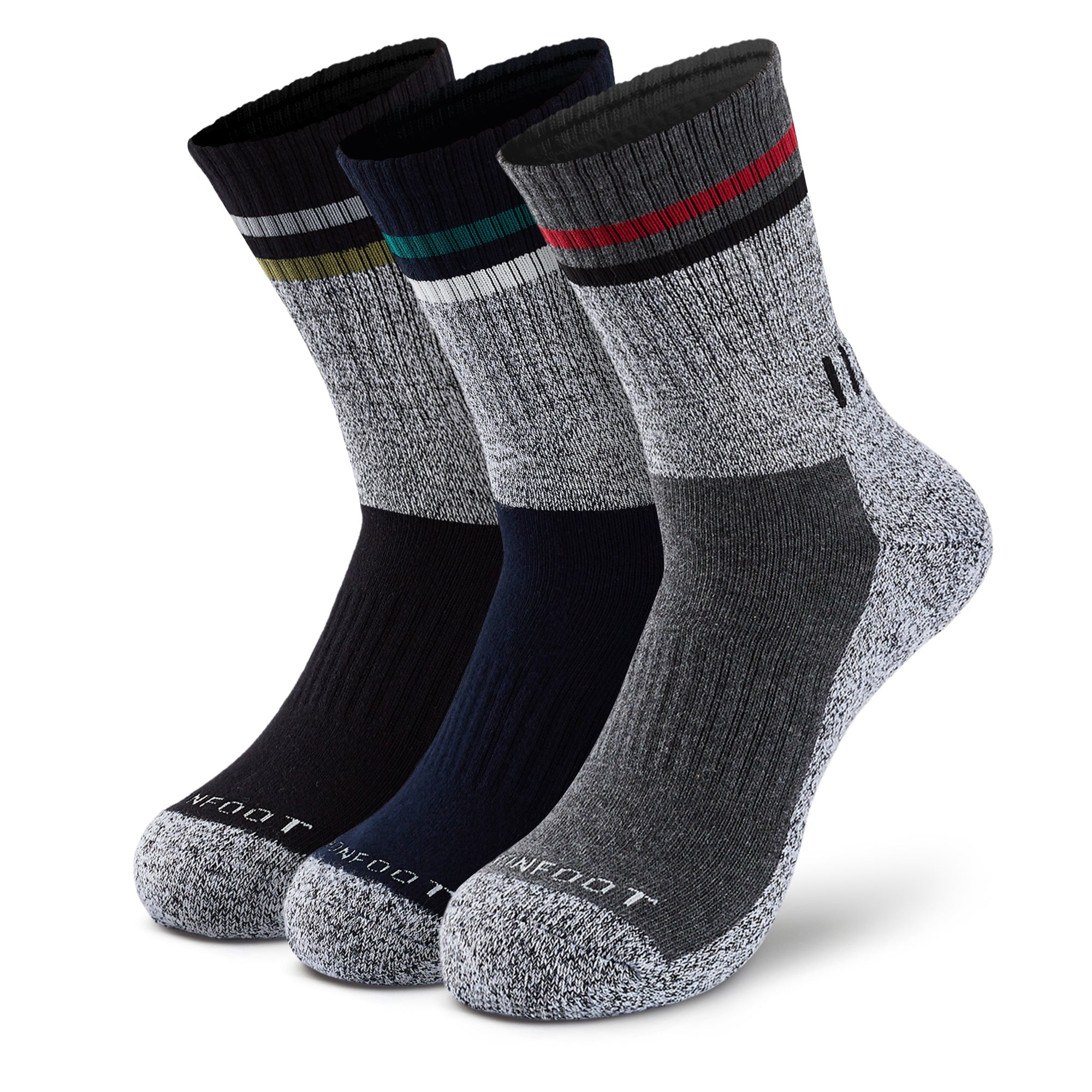 MONFOOT Women's and Men's 3-Pack Outdoor Hiking Cushioned Crew Socks Blue Black Medium　並行輸入品 : MONFOOT Women\u0027s and Men\u0027s 3 Pack Athletic Cushion Knee