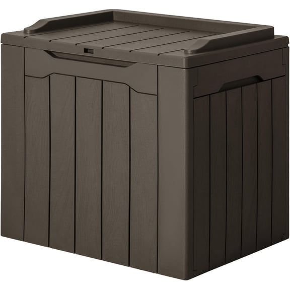 MONGJI 31 Gallon Resin Deck Box Waterproof Indoor Outdoor Storage Boxes for Patio Furniture Cushions and Garden Tools (Brown)