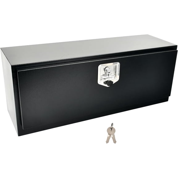MONGJI 36'' Heavy Duty Truck Tool Box Steel for UnderBed Trailer Outdoor Car with Lock and Key - 36 x 14 x 12 Inch Black Underbody Toolbox
