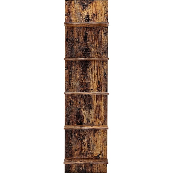 MONGJI. Decorative Wall Mount Vertical Shelving Unit  Modern 5-Tier Column Shelves  Pine Grain Finish